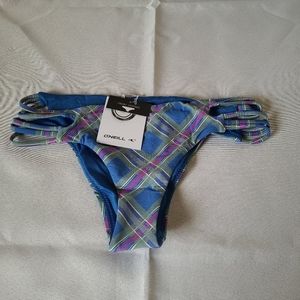 O'Neill Blue Bay Plaid Strappy Bikini Bottoms Junior Size Small New